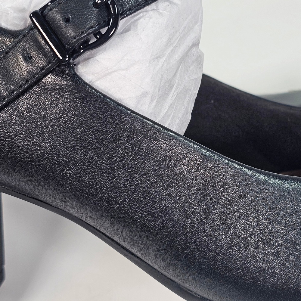 Clarks Garnit Tianna Black Leather Mary Jane Pumps Block Heel Cap Toe Shoes 8M - Picture 8 of 8